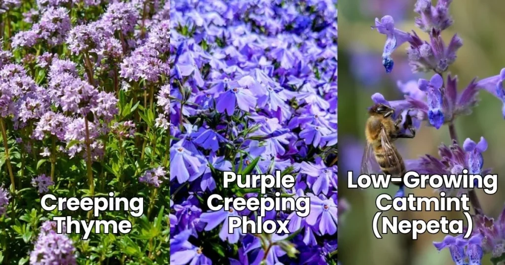 Creeping Thyme, Purple Creeping Phlox, Low-Growing Catmint (Nepeta)